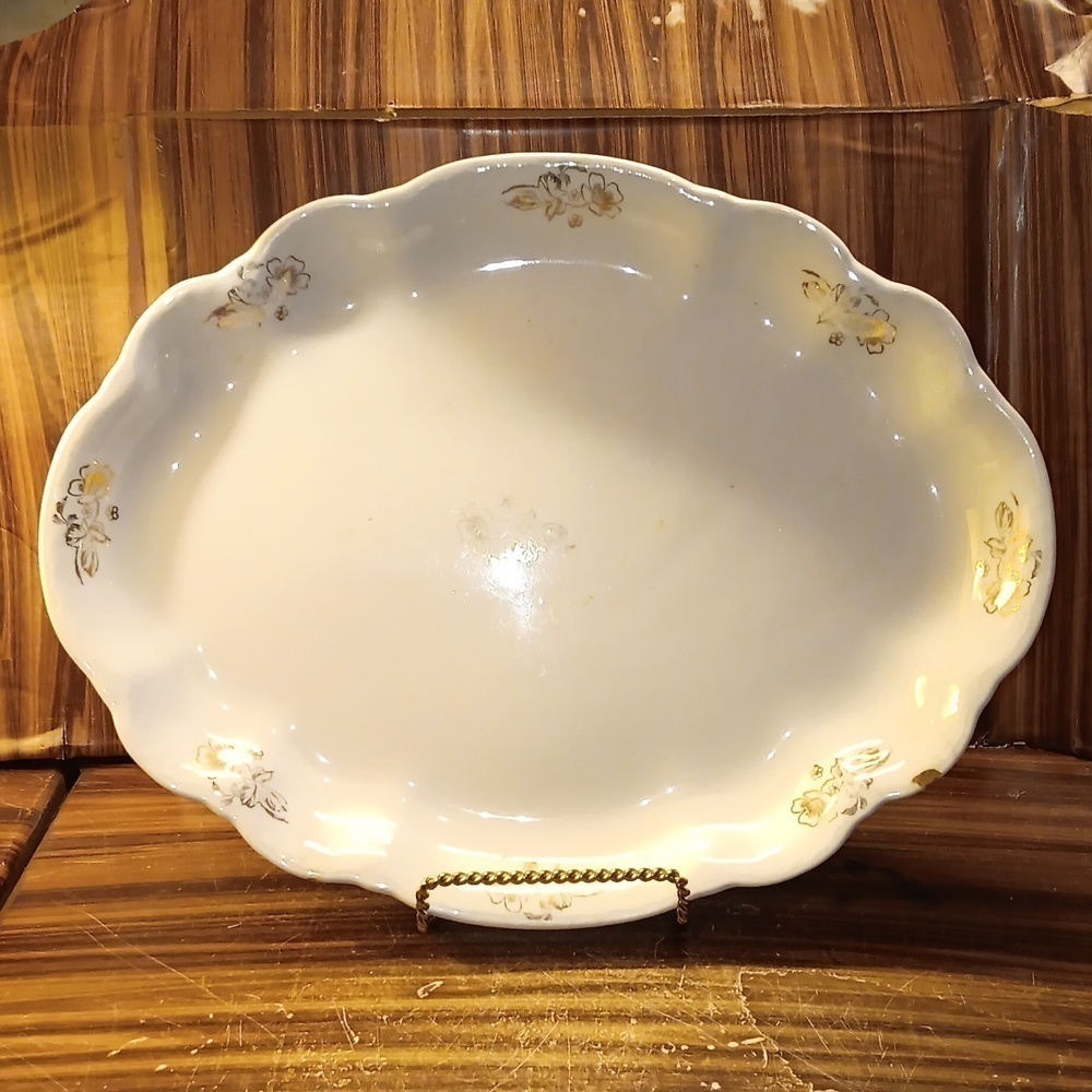 Vintage 1930s Homer Laughlin Hudson gold dogwood design platter Restaurant Ware